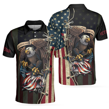 American Bald Eagle Veteran Shirt All Gave Some Gave All Men's Polo Shirt S-5XL
