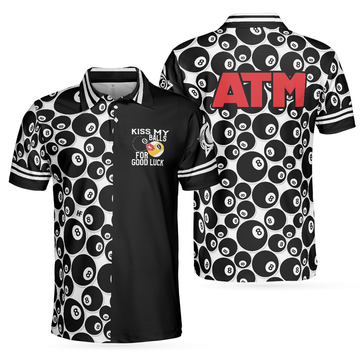 Custom Billiards 8 Ball Pattern Kiss My Balls Best Gift Men's Polo Shirt S-5XL