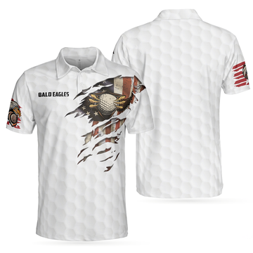 American Flag Golf Ball Texture Patriot Shirt Gift For Golfers Men's Polo Shirt