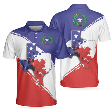 Texas Flag All Over Golf Polo Shirt Texas Map Proud Gift Men's Polo Shirt S-5XL