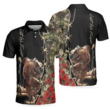 Lest We Forget Veteran Thoughtful Gift for Veterans Day Men's Polo Shirt S-5XL
