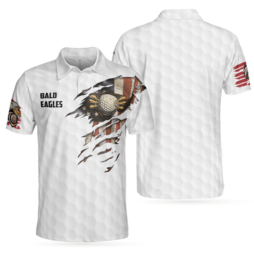 American Flag Golf Ball Texture Bald Eagles Patriot Men's Polo Shirt
