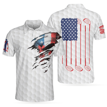 Patriotic Golf Skull American Flag Short Sleeve Best Gift Men's Polo Shirt S-5XL