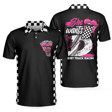 She Wants The D Dirt Track Racing Lips Girl Perfect Gift Men's Polo Shirt