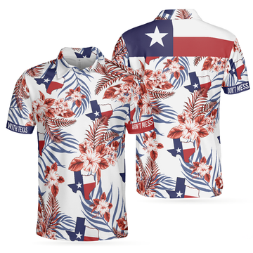 Texas Flag Bluebonnets Floral Texas Map Polo Shirt For Golf Men's Polo Shirt