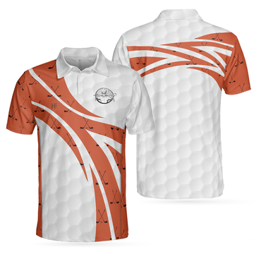 Skull Golfer Seamless Pattern White Orange Golf Polo Shirt Cool Gift For Men