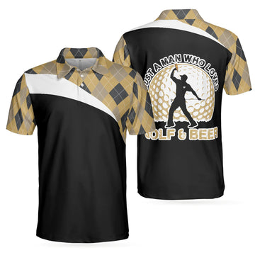 Argyle Pattern Polo Style Golfing Beer Shirt for Men Men's Polo Shirt