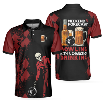 Bowling Beer Men's Polo Shirt Red And Black Best Gift for Men Friends Family