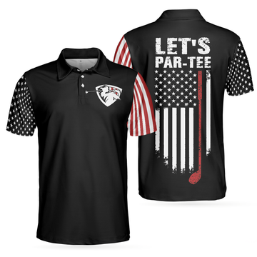 Dark Theme American Flag Patriotic Golf Polo Shirt For Men's Polo Shirt