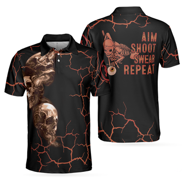 Scary Skull Billiards Aim Shoot Best Halloween Gift Men's Polo Shirt