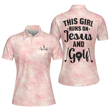 This Girl Runs On Jesus And Golf Short Sleeve Gift Women's Polo Shirts S-5XL