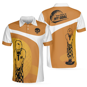 Your Hole Is My Goal Skull Golf Shirt Skeleton Golfer Men's Polo Shirt S-5XL