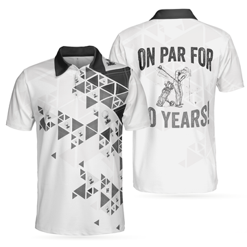 Golf Pattern On Par For 50 Years Black And White Men's Polo Shirt