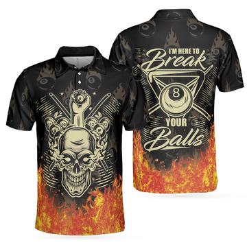 Billiards I'm Here To Break Your Balls Skull Short Sleeve Men's Polo Shirt