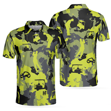 Green And Grey Camouflage Golf Camo Streetwear Men's Polo Shirt