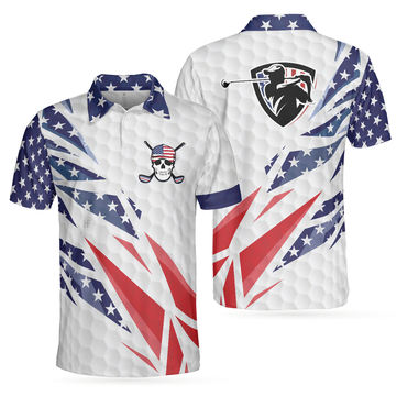 Fierce American Flag Patriotic Golf Shirt Best Gift for Golfers Men's Polo Shirt