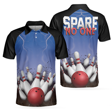 Spare No One Bowling Polo Shirt Tenpin Cool Gift Mens Polo Shirt S-5XL