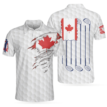 Canadian Golf Shirt Red Maple Leaf Short Sleeve Men's Polo Shirt S-5XL