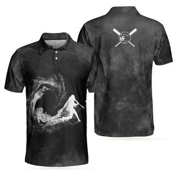 Smoke Baseball Striker Player Gift for Baseball Lovers Men's Polo Shirt S-5XL