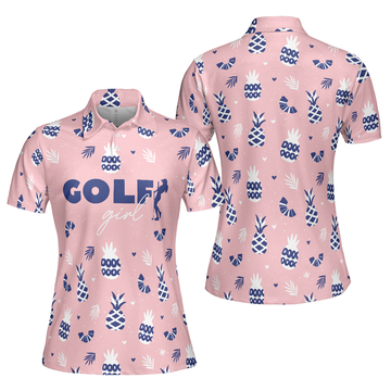 Golf Girl Summer Pattern Pink Short Golf For Ladies Women's Polo Shirts S-5XL