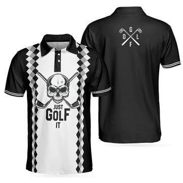 Argyle Pattern Golf Men's Polo Shirt Just Golf It Short Sleeve Men's Polo Shirt