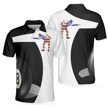 Billiard Shot American Flag Shirt Gift for Players Men's Polo Shirt S-5XL