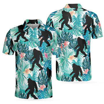 Bigfoot Tropical Short Sleeve Floral And Leaves Best For Men Men's Polo Shirt
