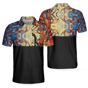 Golf Silhouette Wavy Abstract Seamless Pattern Men's Polo Shirt For Golf Lovers