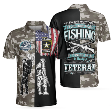 Veteran Fishing Shirt with American Flag Men's Polo Shirt