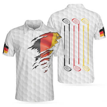 German Flag Golf Shirt White Golf Pattern Gift For Golfers Men's Polo Shirt