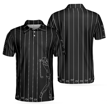 Single Line Continuous Golf Shirt Vertical Lines Men's Polo Shirt