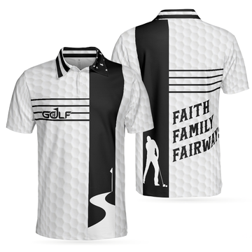 Faith Family Fairways American Flag Gift For Golfers Men's Polo Shirt