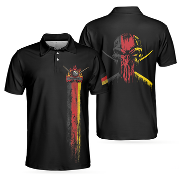 Skull German Flag Master Baiter Golf Black Wet Paint Best Golf Men's Polo Shirt