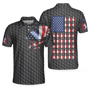 Bowling Pin American Flag Black Ten Pin Polo Perfect Gift Men's Polo Shirt S-5XL