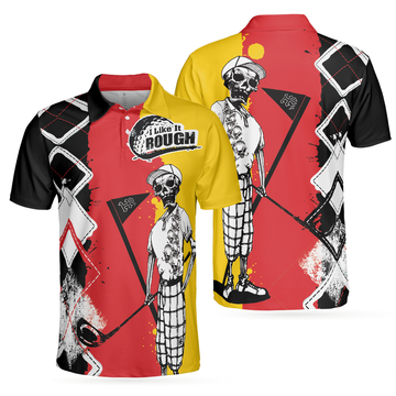 Golf I Like It Rough German Flag Argyle Skeleton Funny Golf Men's Polo Shirt