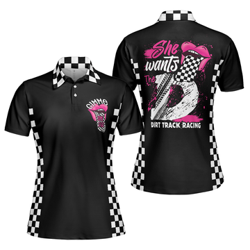 She Wants The D Dirt Track Racing Shirt Women Polo Shirt S-5XL