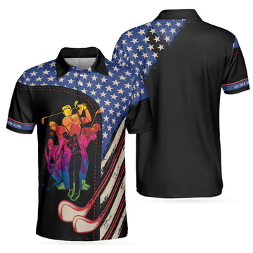Vintage Golf American Flag Less Talk More Golfing Men's Polo Shirt Gift
