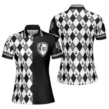 Golfaholic Checker Pattern Shirt Best Golf Gift Women Polo Shirt S-5XL