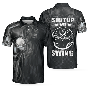 Scary Skull Golf Shut Up Shirt Best Halloween Gift for Golfers Men's Polo Shirt