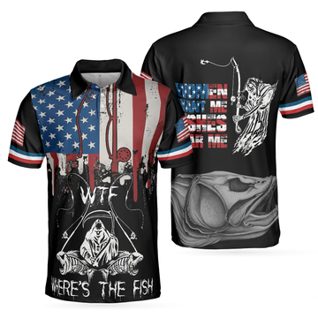 Women Want Me Fishes Fear Me White Version Best Fishing Men's Polo Shirt S-5XL