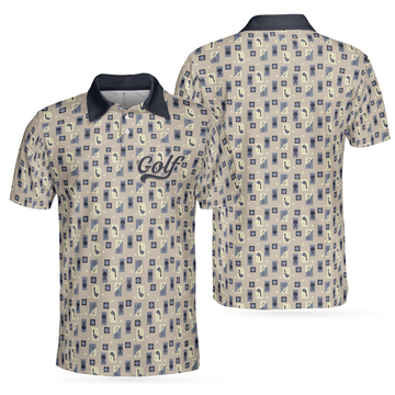 Golf Objects Pattern Short Sleeve Golf Tee And Club Design Men's Polo Shirt