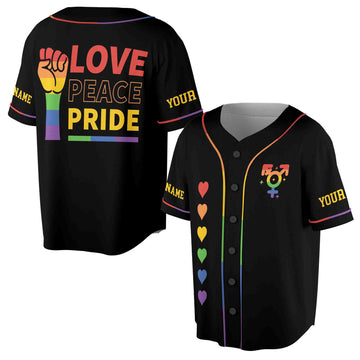 Customize Name Love Peace Pride Rainbow LGBT Pride Month Team Unisex Baseball Jersey S-5XL