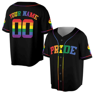 Customize Name Number Colorful Rainbow Pride Month LGBT Team Unisex Baseball Jersey S-5XL
