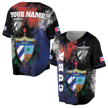 Custom Name Coat Of Arms Of Cuba Patriotic Cuba Flag Baseball Jersey S-5XL