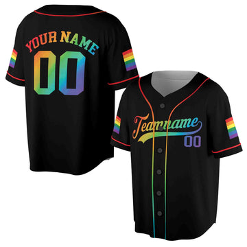 Customize Name Number Rainbow Pride LGBT Team Unisex Baseball Jersey S-5XL