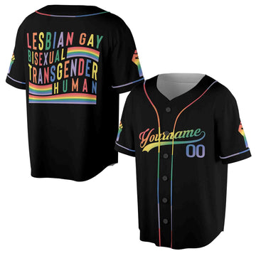 Customize Name Number Rainbow Pride Month LGBT Team Unisex Baseball Jersey S-5XL