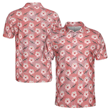 Funny Gun Flower Floral Plants Golf Men's Polo Shirt S-5XL