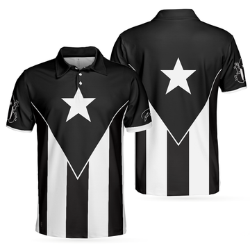 Puerto Rico Flag Black White Coqui National Pride Men's Polo Shirt S-5XL