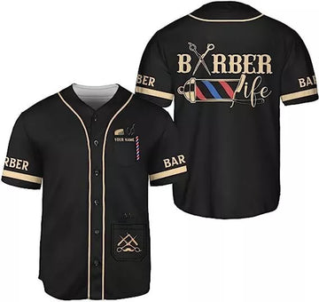 Custom Barber Shop Baseball Jersey Hairdresser Outfit Baseball Jersey S-5XL