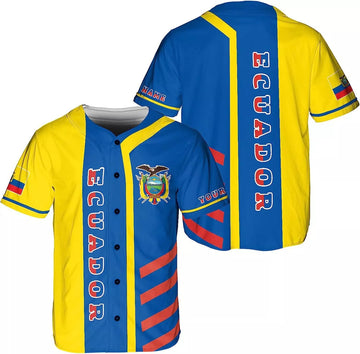 Custom Ecuador Baseball Shirt Ecuador Flag Jersey Baseball Jersey S-5XL